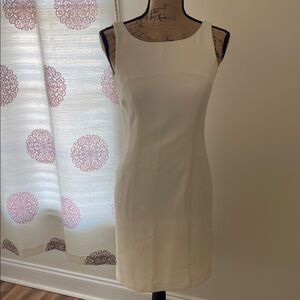 Grace Elegant Cream Sleeveless Dress, size 4
